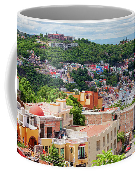 Guanajuato Coffee Mug featuring the photograph Colorful hilltop houses in Guanajuato, Mexico 2 by Tatiana Travelways