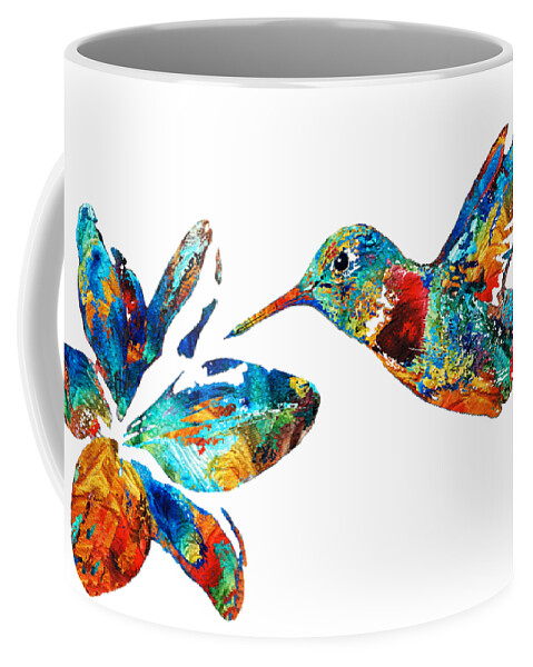 Hummingbird Coffee Mug featuring the painting Colorful Hummingbird Art by Sharon Cummings by Sharon Cummings