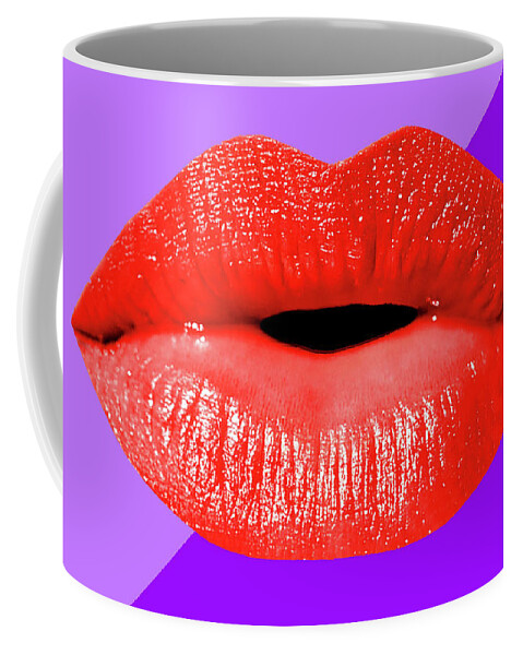 Lips Coffee Mug featuring the mixed media Colorful Lips Mask - Red by Chris Andruskiewicz