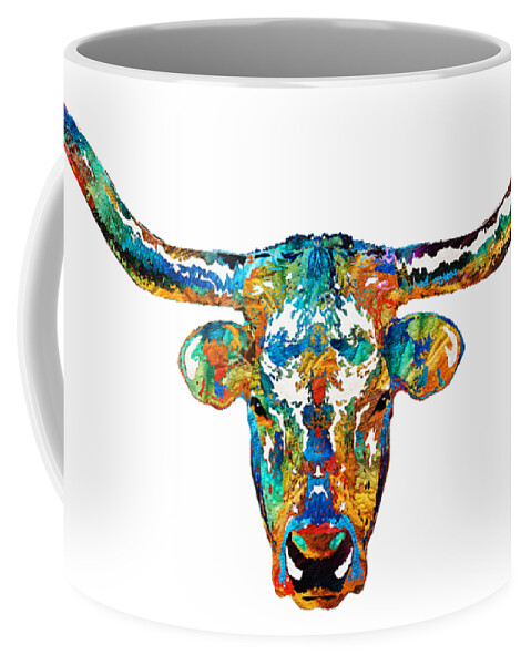 Cow Coffee Mug featuring the painting Colorful Longhorn Art By Sharon Cummings by Sharon Cummings