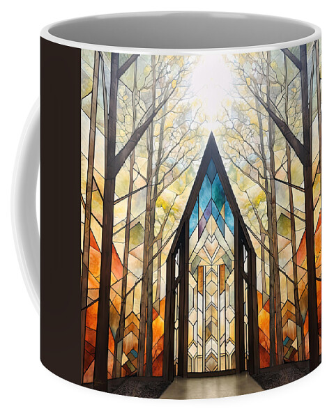 Blue And Orange Art Coffee Mug featuring the painting Colorful Mosaic in Nature - Mosaic Art by Lourry Legarde