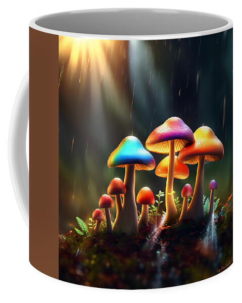 Ai Coffee Mug featuring the digital art Colorful Mushrooms by Cindy's Creative Corner