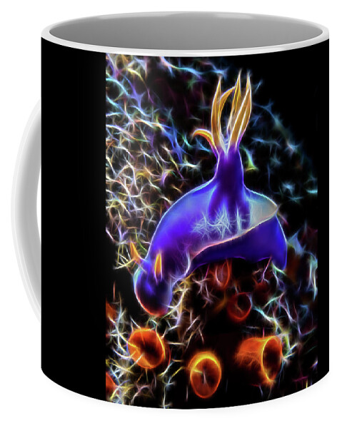 Horseshoe Coffee Mug featuring the digital art Colorful Nudibranch Fractalized by Gary Hughes