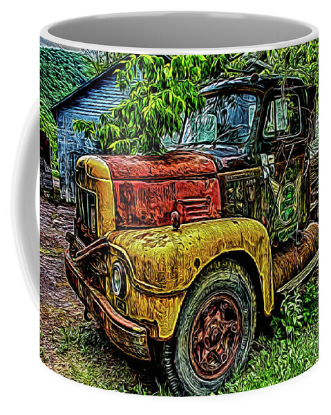 Colorful Coffee Mug featuring the photograph Colorful, Old Truck #2 by Alan Goldberg