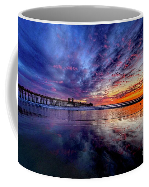 Oceanside Coffee Mug featuring the photograph Colorful Sunset at Oceanside Pier by Rich Cruse