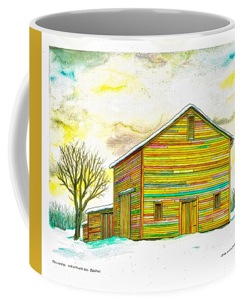 Barn Coffee Mug featuring the painting Colorful Weathered Barn by Jim Harris