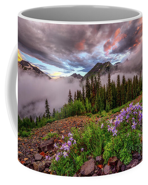 Columbine Coffee Mug featuring the photograph Columbine Sunset by Chuck Rasco Photography