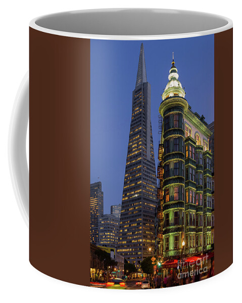 San Francisco Coffee Mug featuring the photograph Columbus and Transamerica Buildings by Jerry Fornarotto