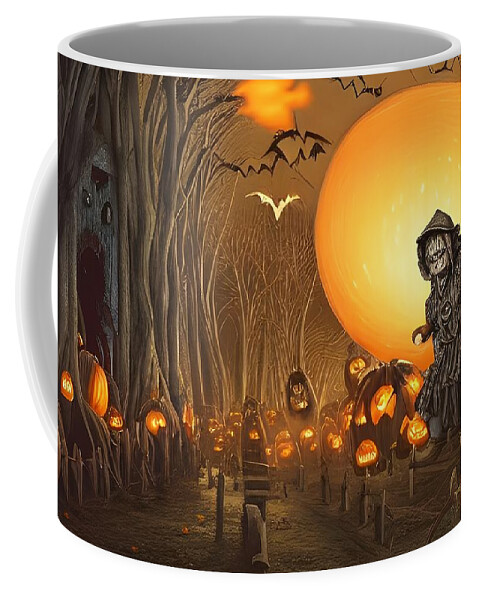 Digital Coffee Mug featuring the digital art Come Into My Pumpkin Patch by Beverly Read