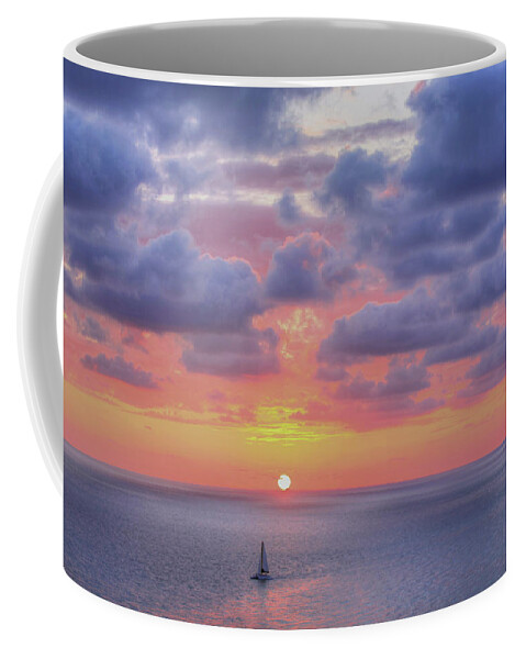 Sunset Coffee Mug featuring the photograph Come Sail Away by Doug McPherson