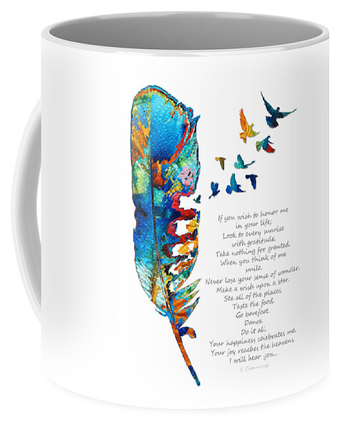 Feather Coffee Mug featuring the painting Comforting Grief Sympathy Art - Do It All by Sharon Cummings