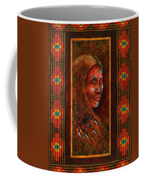 Native American Coffee Mug featuring the painting Coming Together I by Kevin Chasing Wolf Hutchins