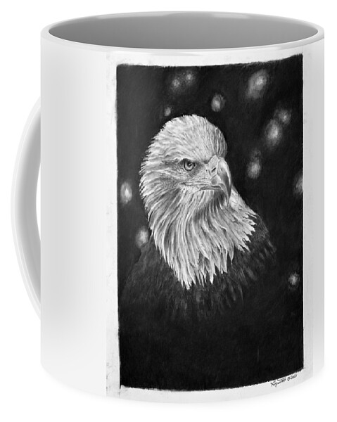 Eagle Coffee Mug featuring the drawing Commanding Gaze by Greg Fox