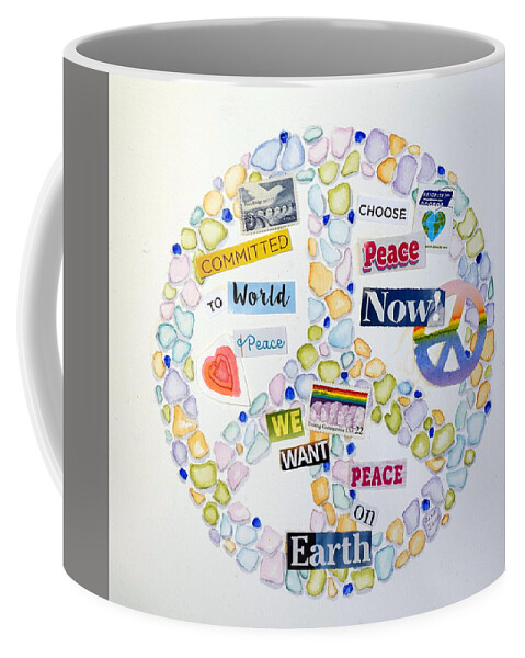 Peace Symbol Coffee Mug featuring the painting Commit to World Peace by Anna Jacke