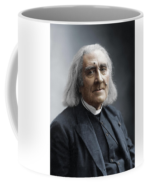 Liszt Coffee Mug featuring the photograph Composer Franz Liszt Portrait - 1886 - Colorized by War Is Hell Store