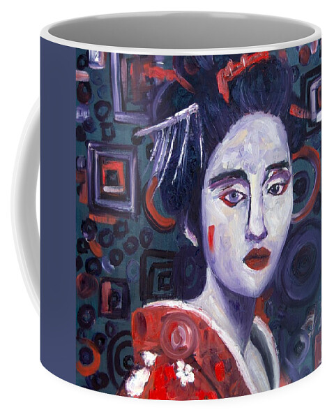 Geisha Coffee Mug featuring the painting Concentric Geisha 1 by Chiara Magni