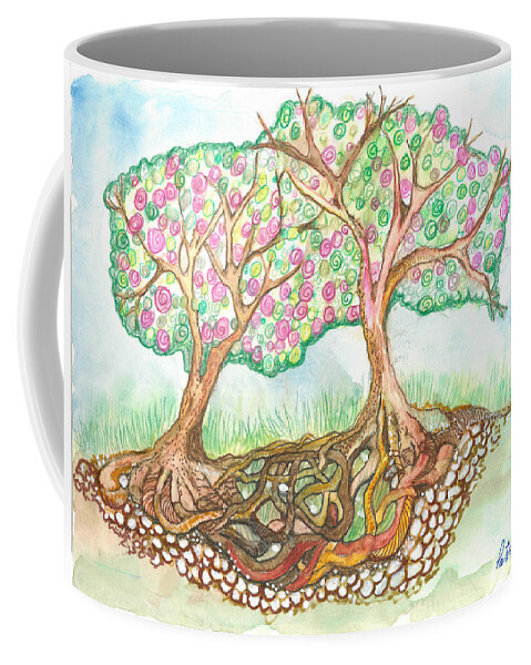 Roots Coffee Mug featuring the painting Connection by Patricia Arroyo