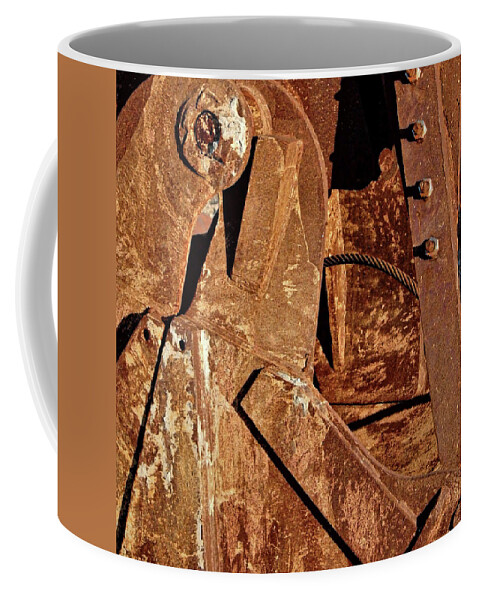 Construction Bucket Metal Rusty Close Crane Coffee Mug featuring the photograph Construction Bucket1 by John Linnemeyer