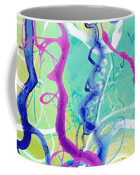 Commercial Art Decor Coffee Mug featuring the painting Contemporary Abstract - Crossing Paths No. 2 - Modern Artwork Painting No. 5 by Patricia Awapara