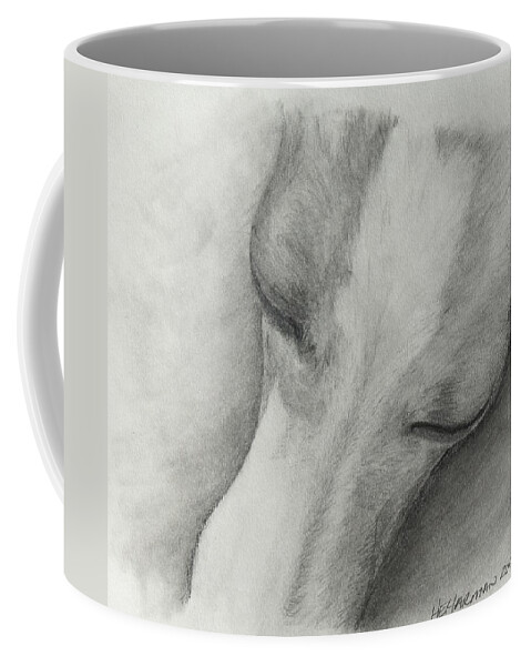 Italian Greyhound Coffee Mug featuring the drawing Comfy by Heather E Harman