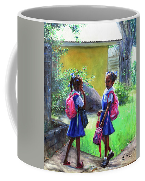 Caribbean Coffee Mug featuring the painting Conversation #4 by Jonathan Gladding