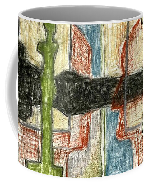 Color Charcoal Coffee Mug featuring the drawing Conversation by David Euler
