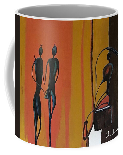  Coffee Mug featuring the painting Conversation Love by Charles Young