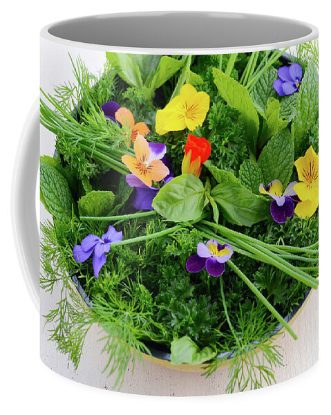 Afternoon Tea Coffee Mug featuring the photograph Cooking with Herbs Concept. by Milleflore Images