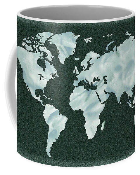 World Map Coffee Mug featuring the painting Cool Gray Watercolor Silhouette Map Of The World by Irina Sztukowski