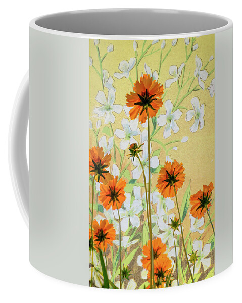 Flora Coffee Mug featuring the photograph Coreopsis with French Gypsophile Blanc by Mary Lee Dereske
