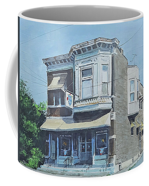 Americana Coffee Mug featuring the painting Corner Bar by William Brody