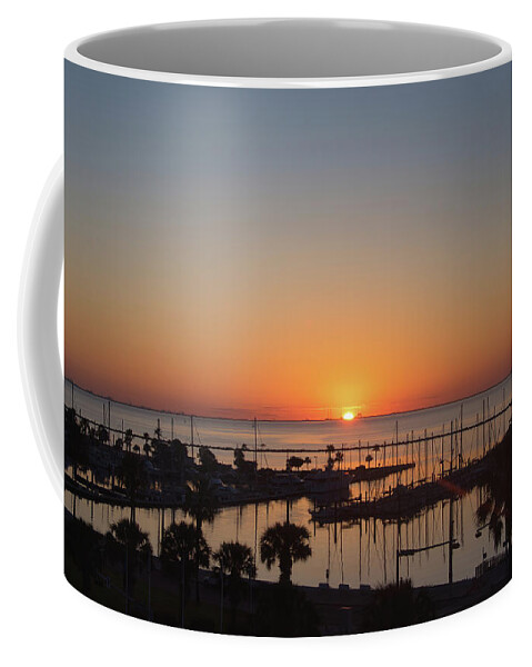 Corpus Christi Coffee Mug featuring the photograph Corpus Christi Marina Sunrise by Andrea Anderegg