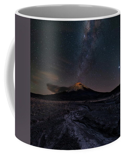 Andes Coffee Mug featuring the photograph Cotopaxi path to the stars by Henri Leduc