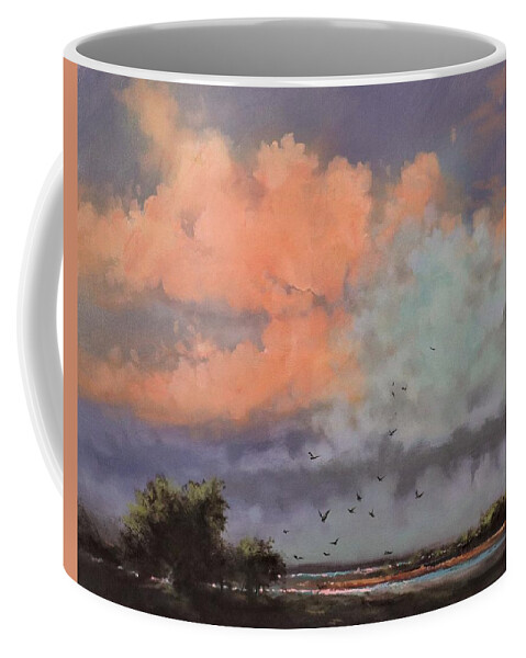 Clouds Coffee Mug featuring the painting Cotton Candy Clouds by Tom Shropshire