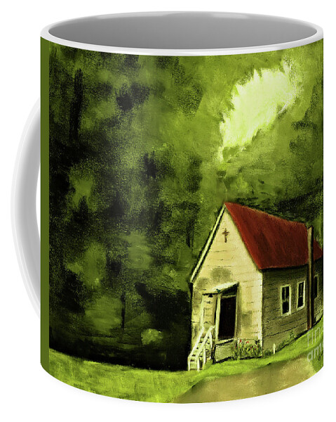Woods Coffee Mug featuring the painting Country Church by Bob Hall