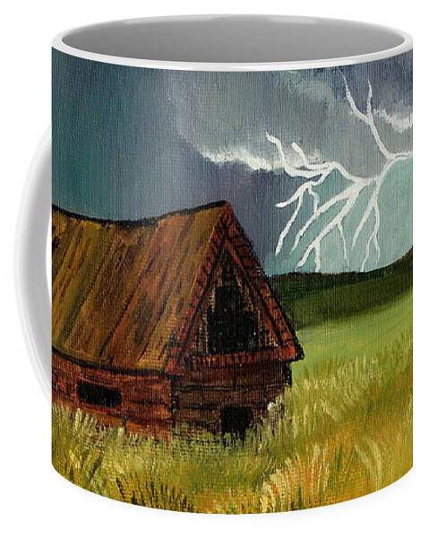 Storm Coffee Mug featuring the painting Country Lightning by Shirley Dutchkowski