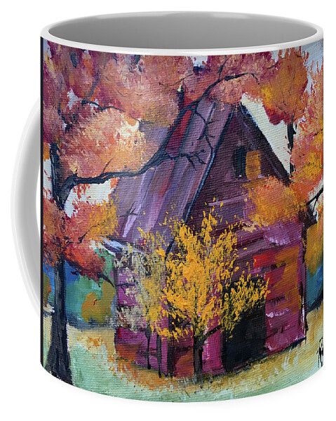 Barn Coffee Mug featuring the painting Country Red Barn by Roxy Rich