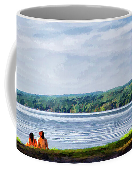 Cayuga Coffee Mug featuring the photograph Couple at the Lake Shore by Monroe Payne
