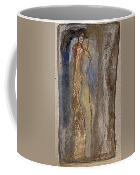 Paper Coffee Mug featuring the painting Couple in the mirror by David Euler
