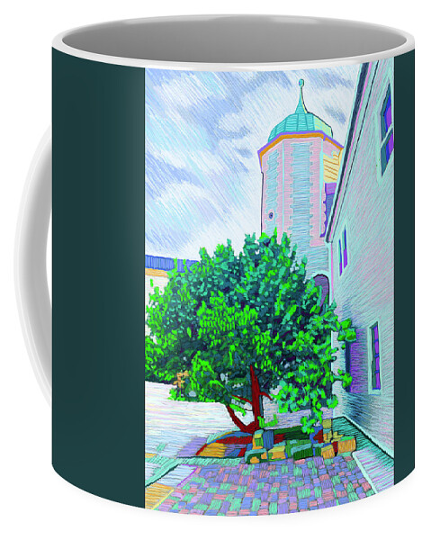 Germany Coffee Mug featuring the painting Courtyard In Dresden by Rod Whyte