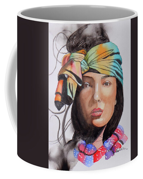 Teal Coffee Mug featuring the painting Cover Girl Watercolor by Kimberly Walker