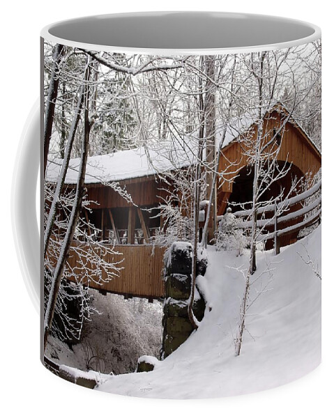 Covered Bridge Coffee Mug featuring the photograph Covered Bridge At Olmsted Falls - 2 by Mark Madere