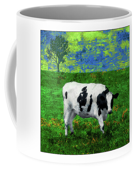 Cows Coffee Mug featuring the photograph Cow Green Blue by ARTtography by David Bruce Kawchak