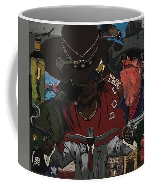  Coffee Mug featuring the painting Cowboy Collage by Charles Young