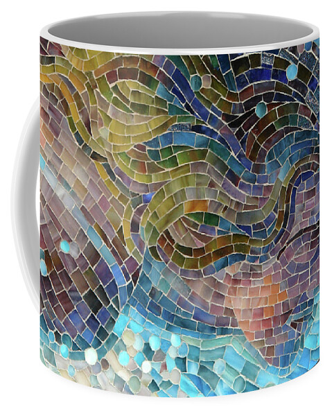 Mosaic Coffee Mug featuring the glass art Crash by Mia Tavonatti