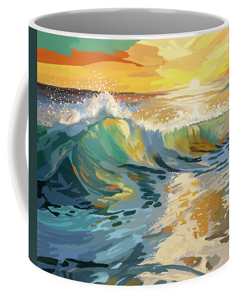 Beach Coffee Mug featuring the digital art Crashing Waves by Mark Ross