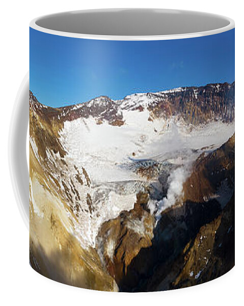 Volcano Coffee Mug featuring the photograph Crater of active Mutnovsky volcano by Mikhail Kokhanchikov