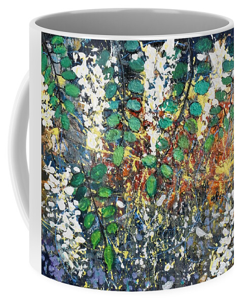 Locust Coffee Mug featuring the painting Crazy Have Gone the Locust Tree by Evelina Popilian