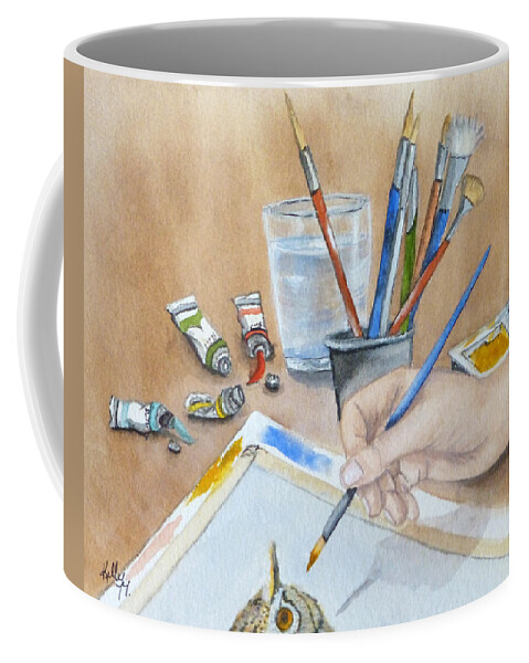 Watercolor Painting Coffee Mug featuring the painting Creating a Watercolor by Kelly Mills