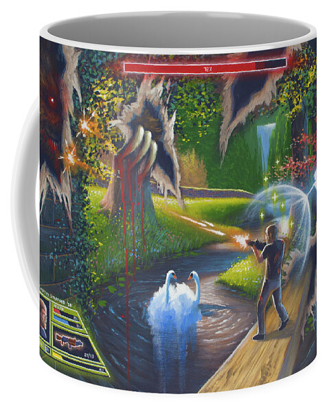 Acrylic Coffee Mug featuring the painting Creative Combat by Timothy Stanford